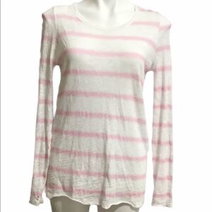 ATM Tye-Dye Pink & White Stripe Distressed T-Shirt